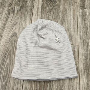 Smartwool Unisex Merino Wool Gray Striped Beanie with Logo